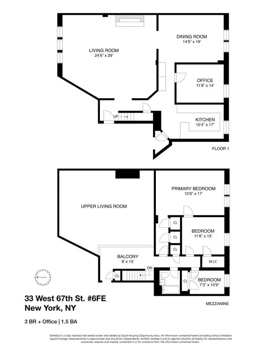 New York City Real Estate | View 33 W 67th Street, 6FE | Floorplan