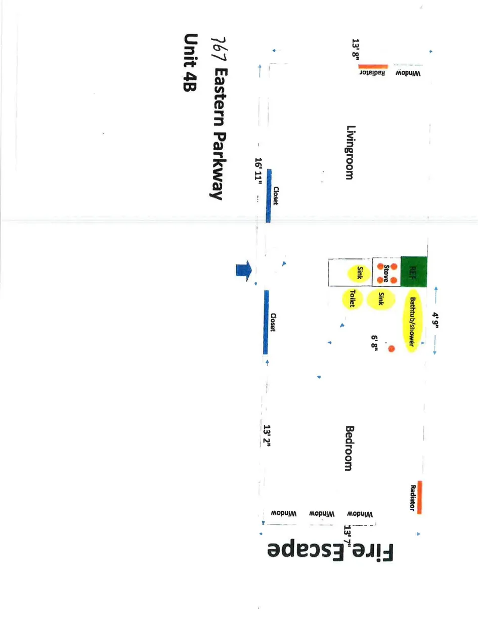 New York City Real Estate | View 767 Eastern Parkway, 1B | Floorplan