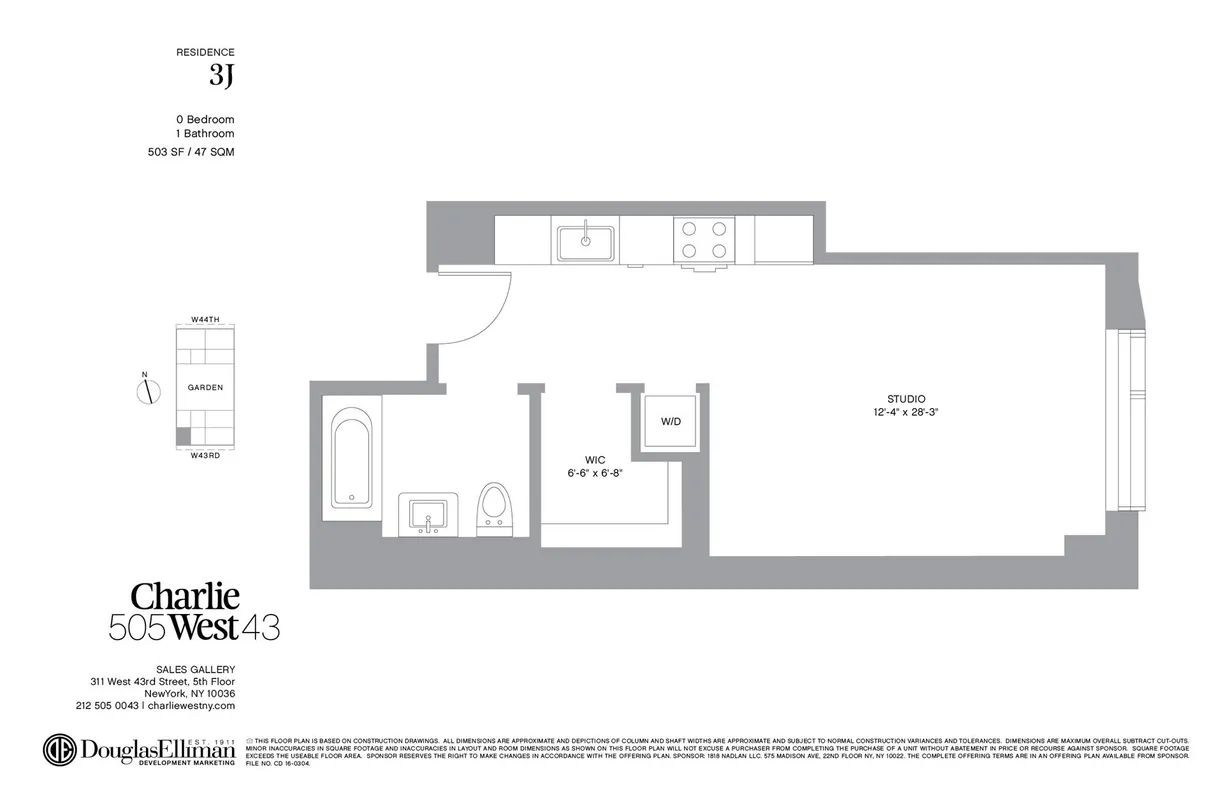 New York City Real Estate | View 505 W 43rd Street, 3J | Floorplan