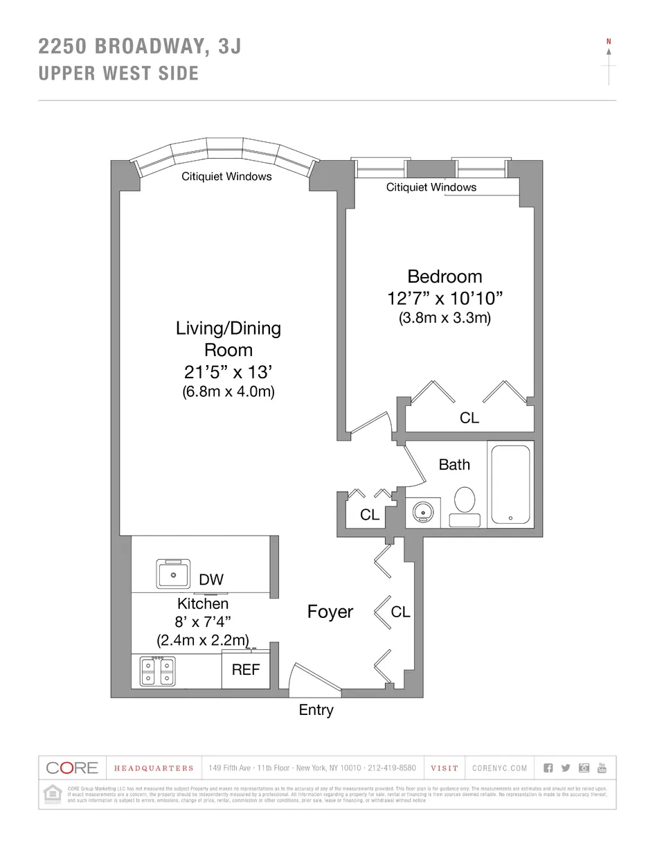 New York City Real Estate | View 2250 Broadway, 3J | Floorplan