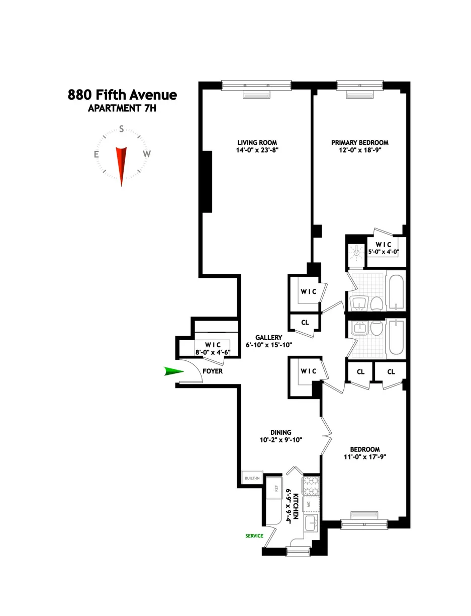 New York City Real Estate | View 880 5th Avenue, 7H | Floorplan