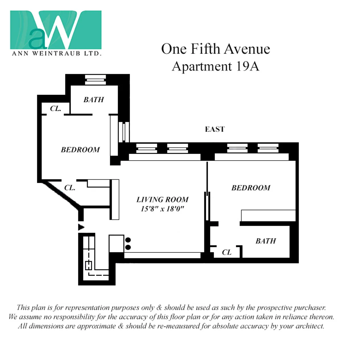 New York City Real Estate | View 1 5th Avenue, 19A | Floorplan