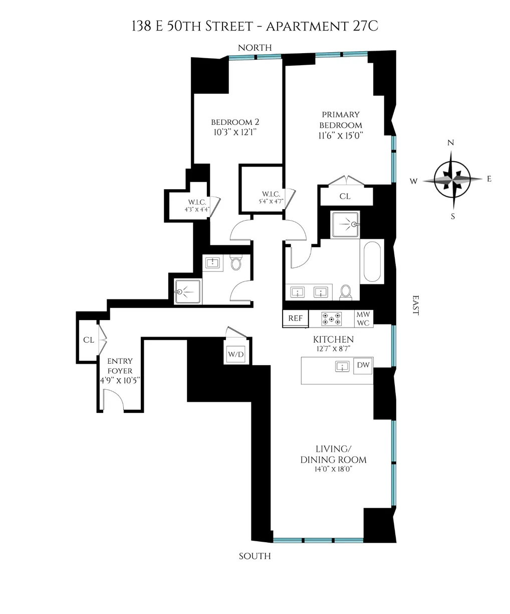 New York City Real Estate | View 138 E 50th Street, 27C | Floorplan