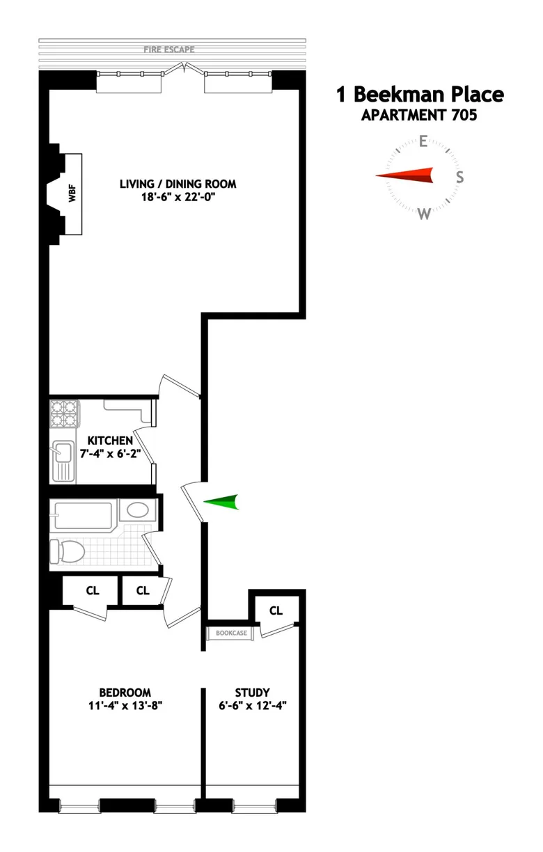 New York City Real Estate | View 1 Beekman Place, 705 | Floorplan