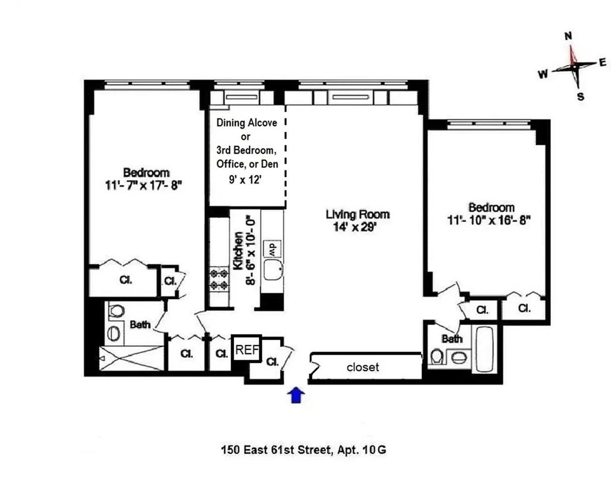 New York City Real Estate | View 150 E 61st Street, 10G | Floorplan 2