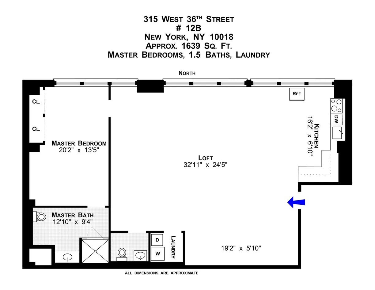 New York City Real Estate | View 315 W 36th Street, 12B | Floorplan 1