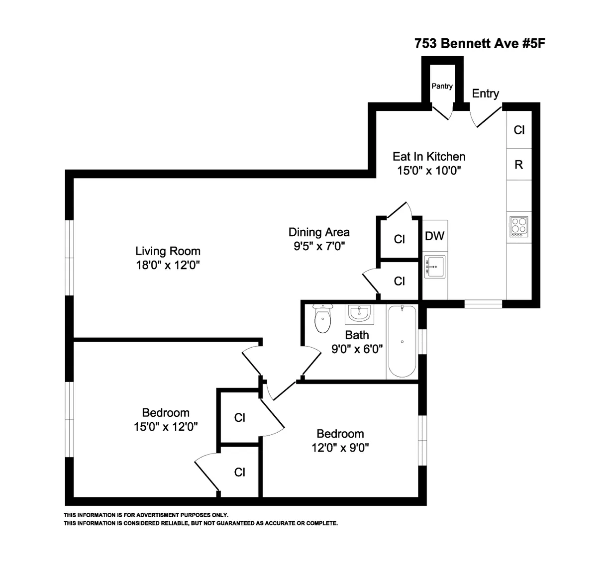 New York City Real Estate | View 153 Bennett Avenue, 5F | Floorplan
