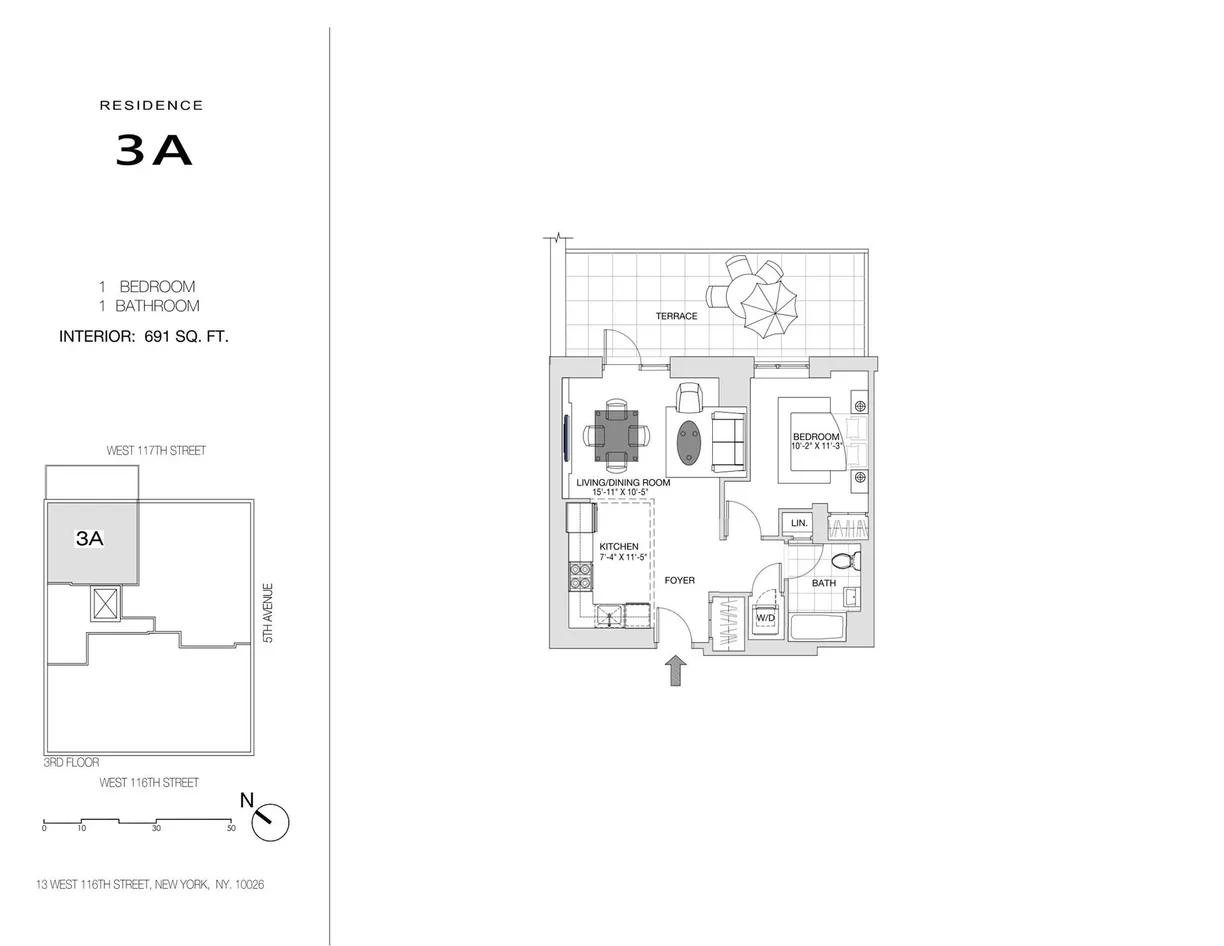 New York City Real Estate | View 11 W 116th Street, 3A | Floorplan
