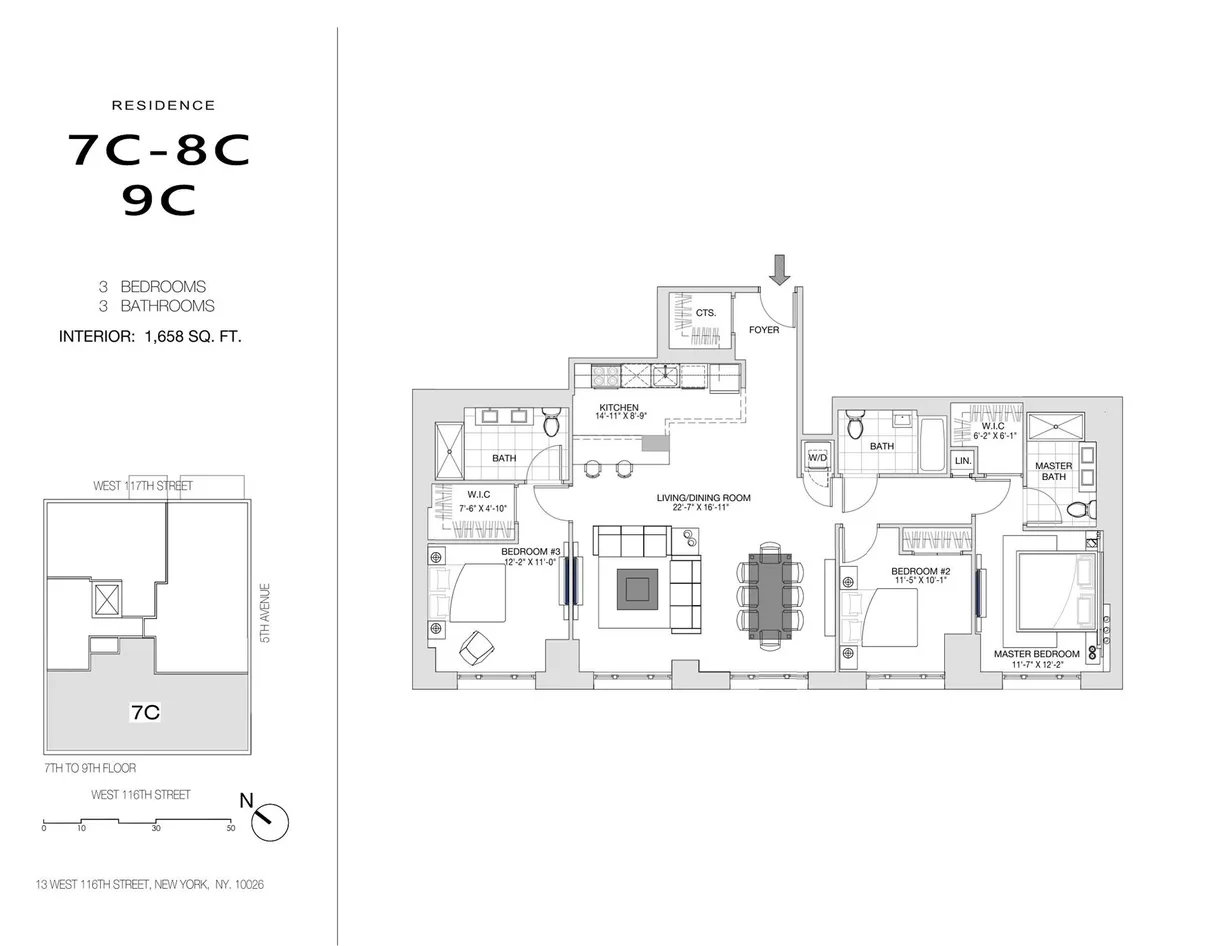 New York City Real Estate | View 11 W 116th Street, 8C | Floorplan