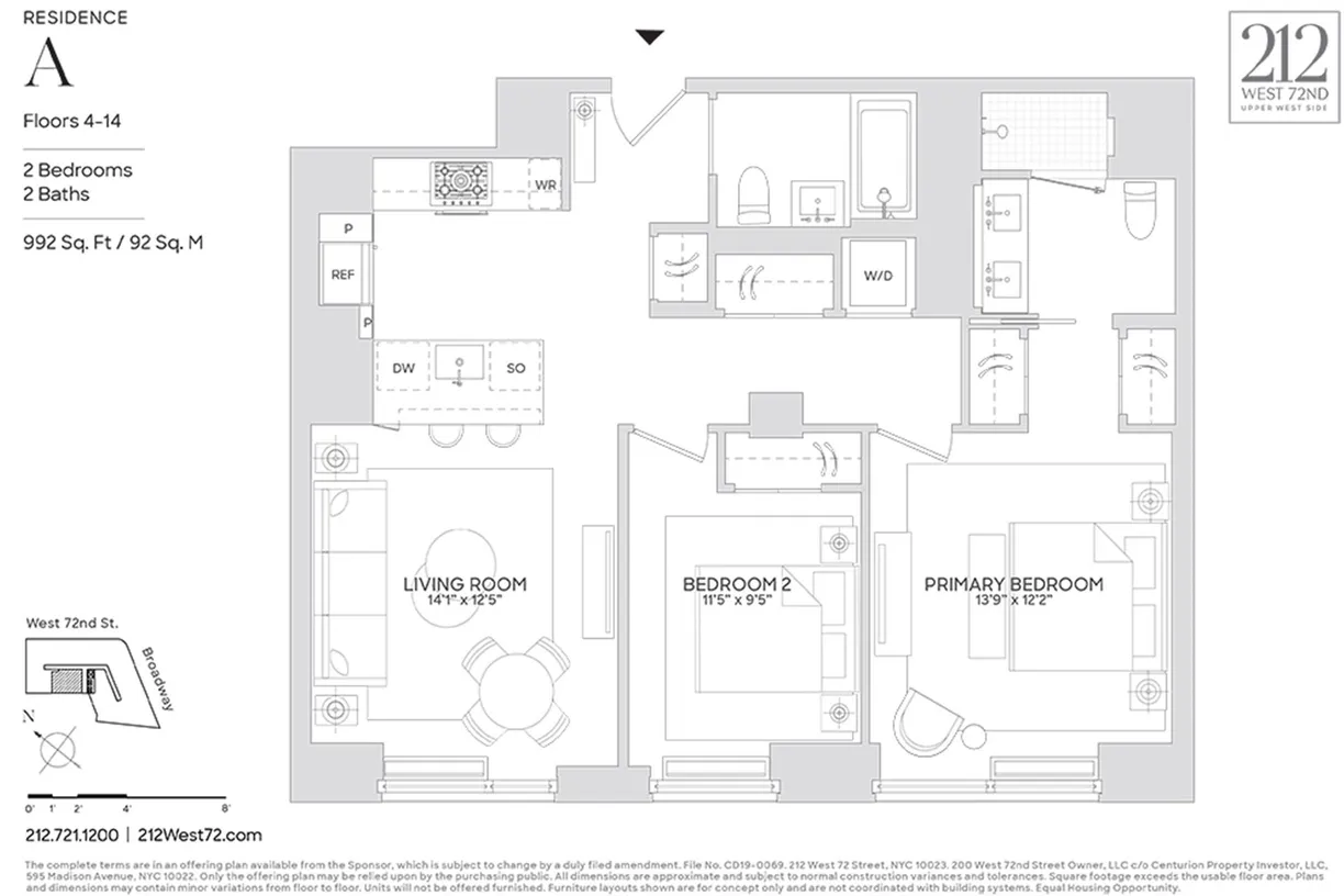 New York City Real Estate | View 212 W 72nd Street, 14A | Floorplan