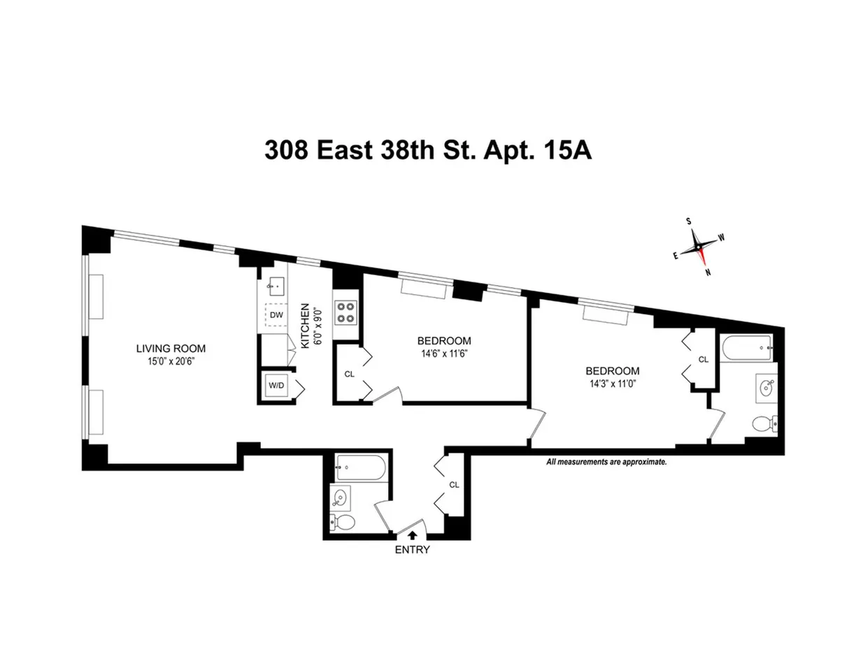 New York City Real Estate | View 308 E 38th Street, 15A | Floorplan