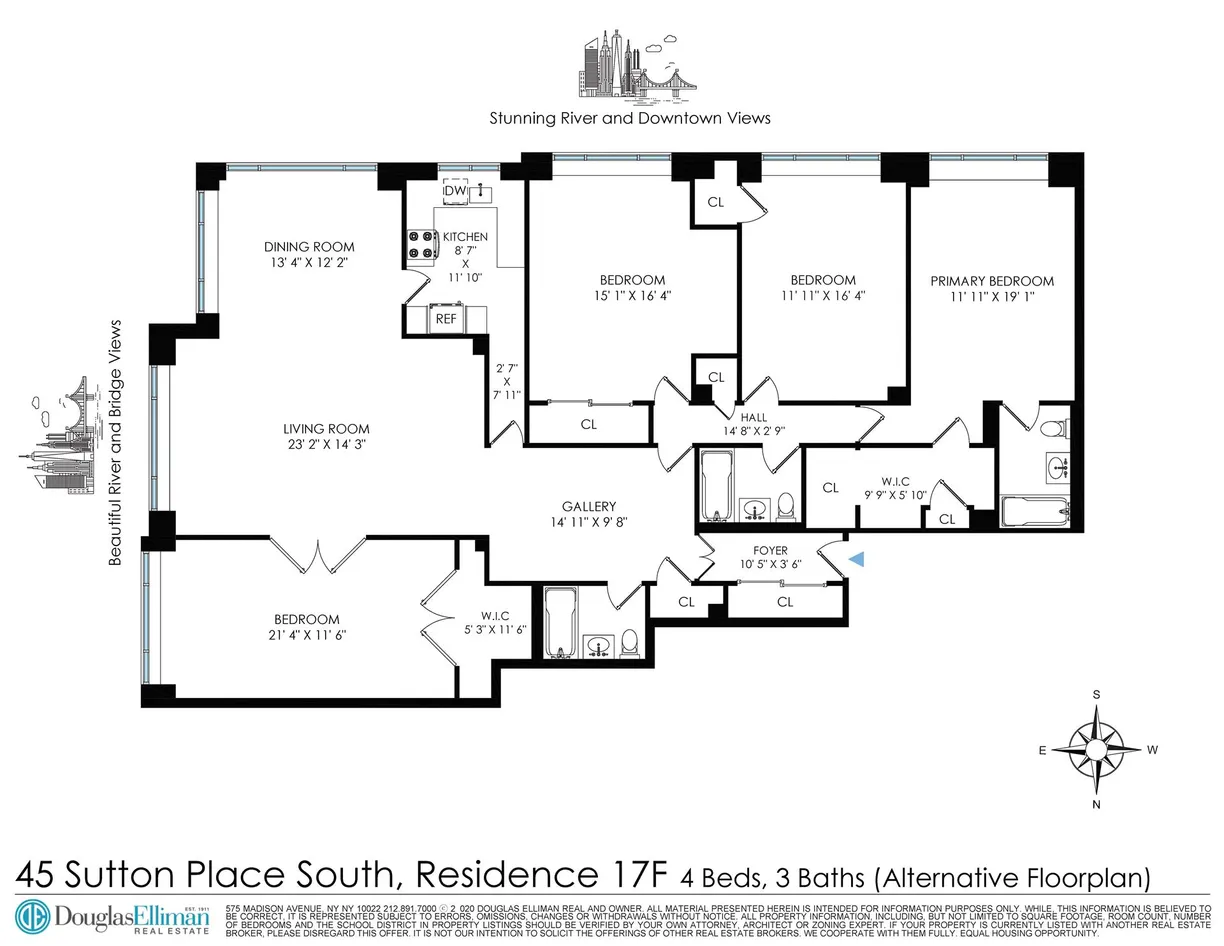 New York City Real Estate | View 45 Sutton Place S, 17FSPL | Floorplan 1