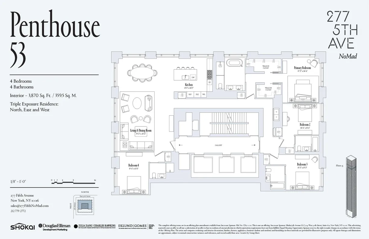 New York City Real Estate | View 277 5th Avenue, PH53 | Floorplan 1