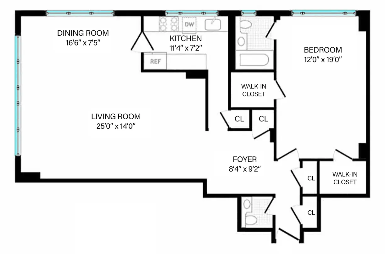 New York City Real Estate | View 200 Central Park S, 19J | Floorplan