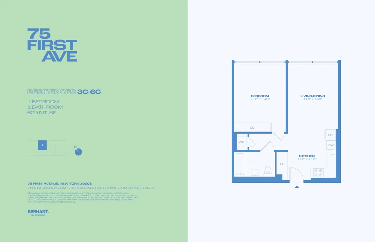 New York City Real Estate | View 75 1st Avenue, 6C | Floorplan 2