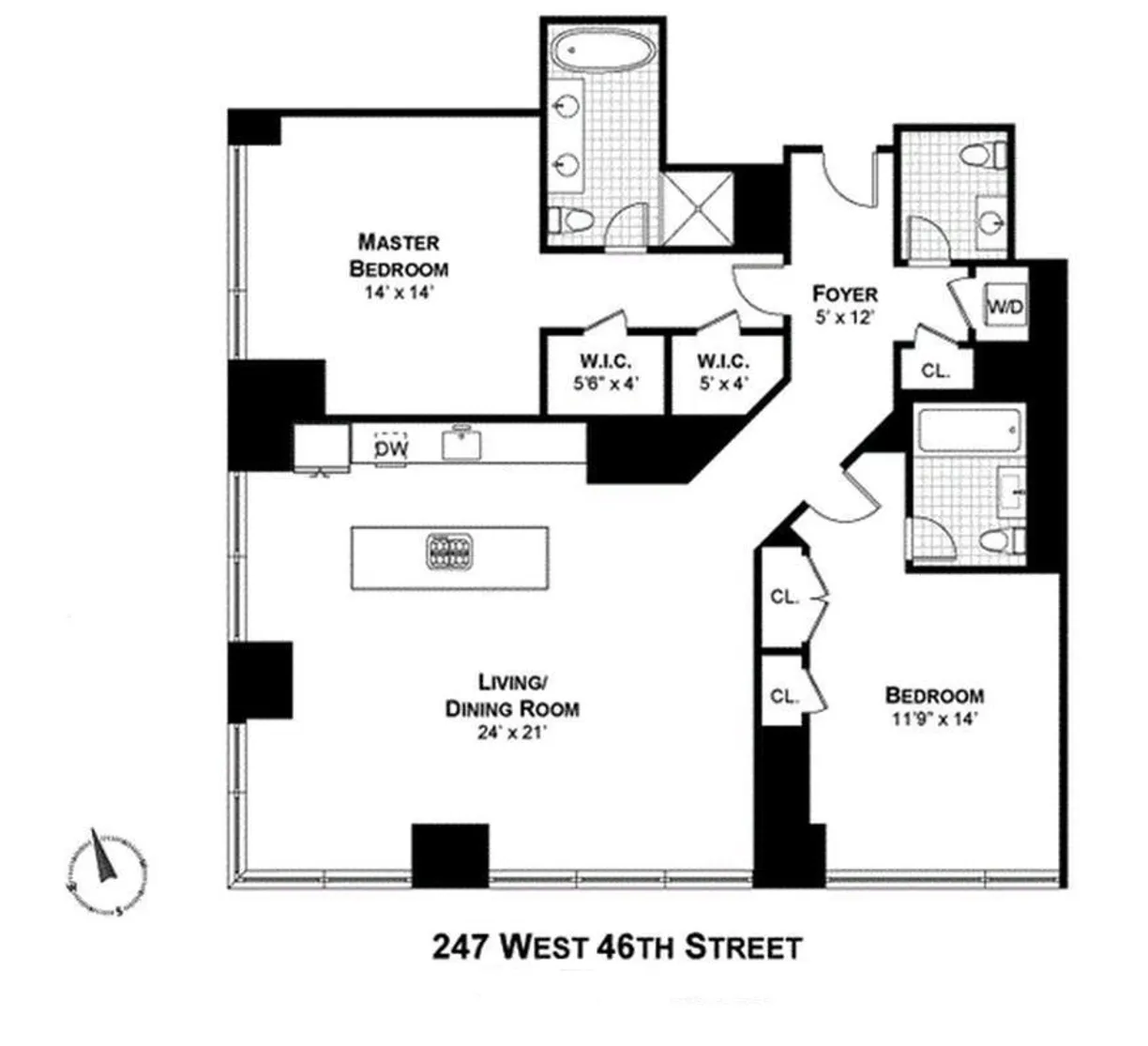 New York City Real Estate | View 247 W 46th Street, 1803 | Floorplan