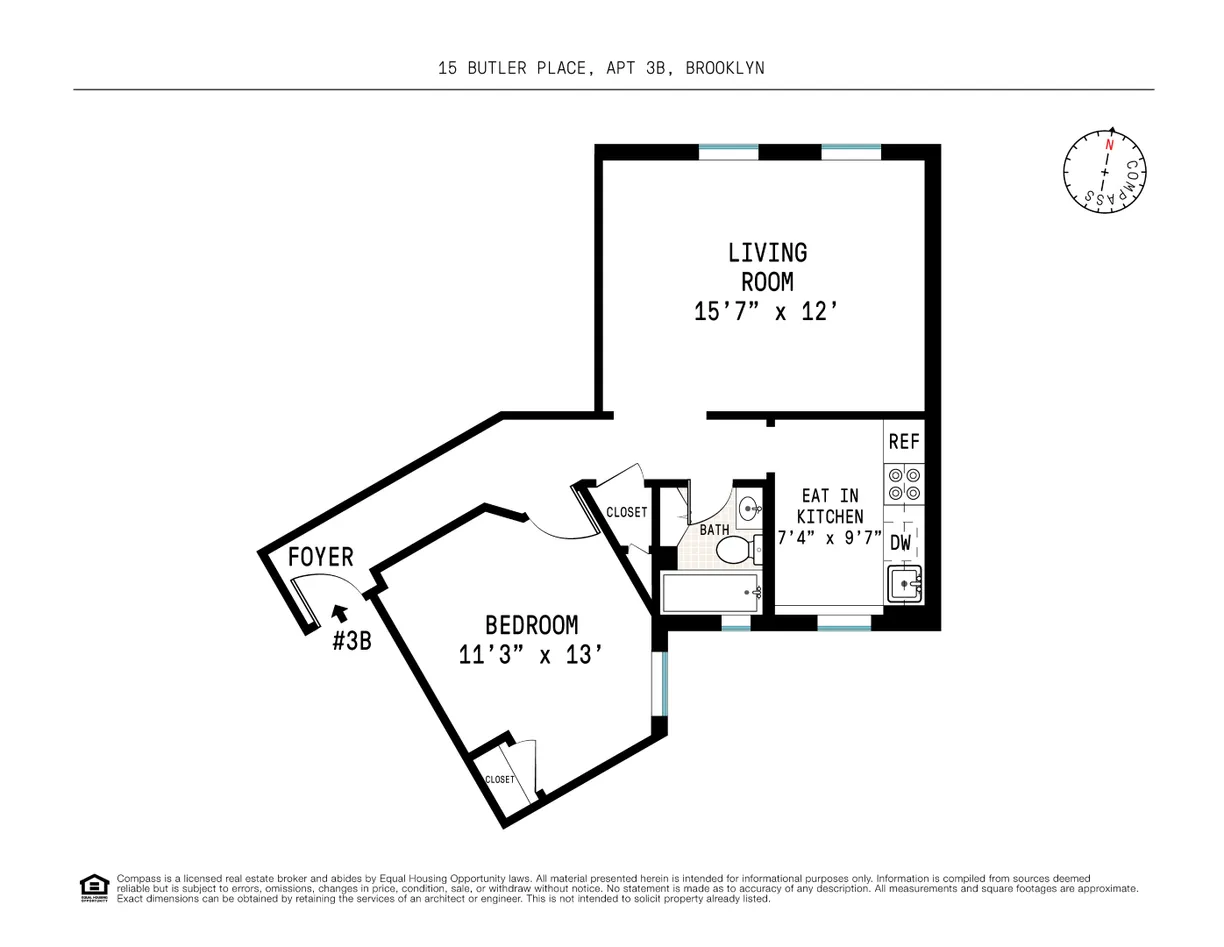 New York City Real Estate | View 15 Butler Place, 3B | Floorplan