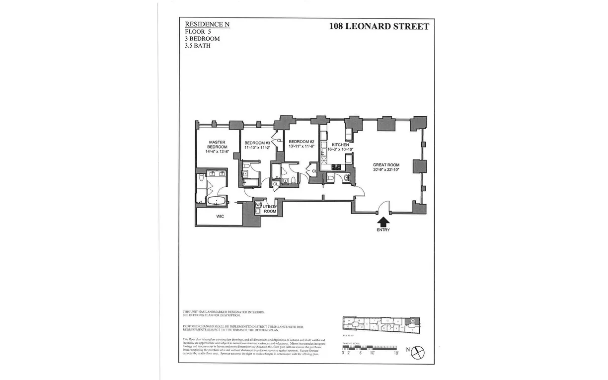 New York City Real Estate | View 108 Leonard Street, 5N | Floorplan