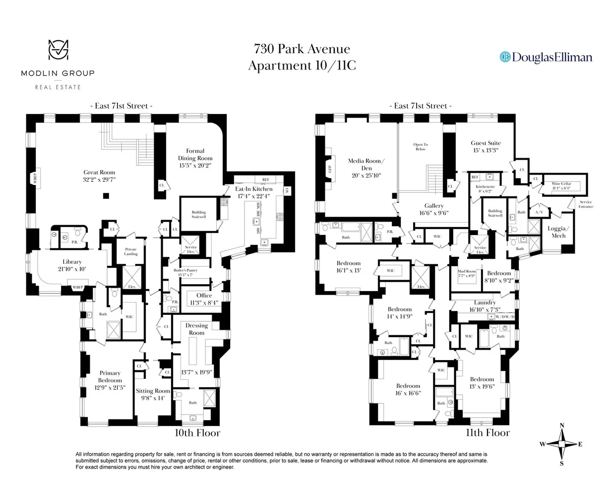 New York City Real Estate | View 730 Park Avenue, 10C/11C | Floorplan