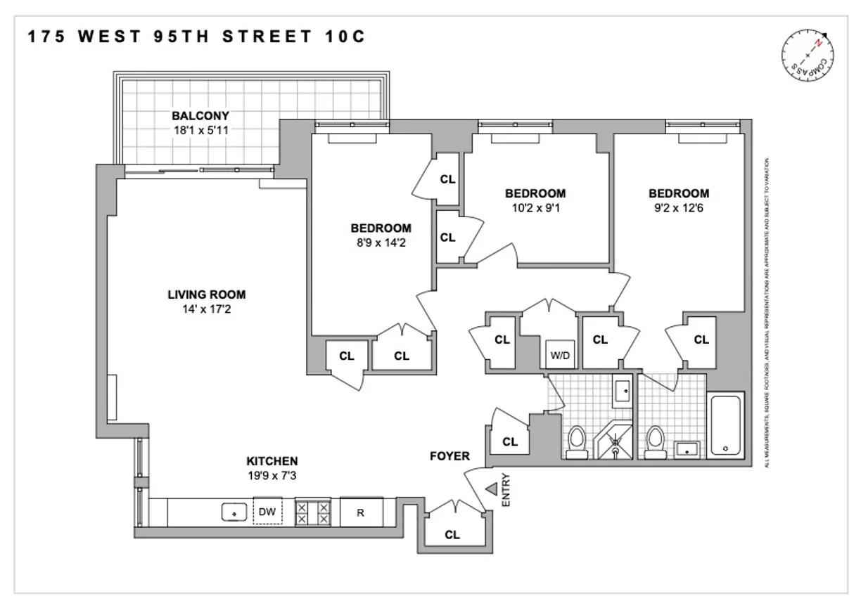New York City Real Estate | View 175 W 95th Street, 10C | Floorplan