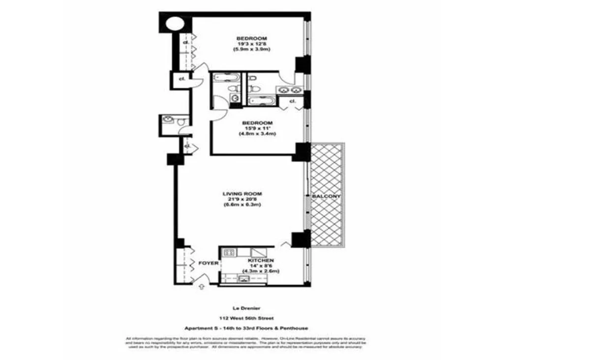 New York City Real Estate | View 112 W 56th Street, 32S | Floorplan