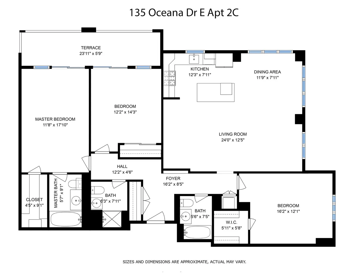 New York City Real Estate | View 135 Oceana Drive E, 2C | Floorplan