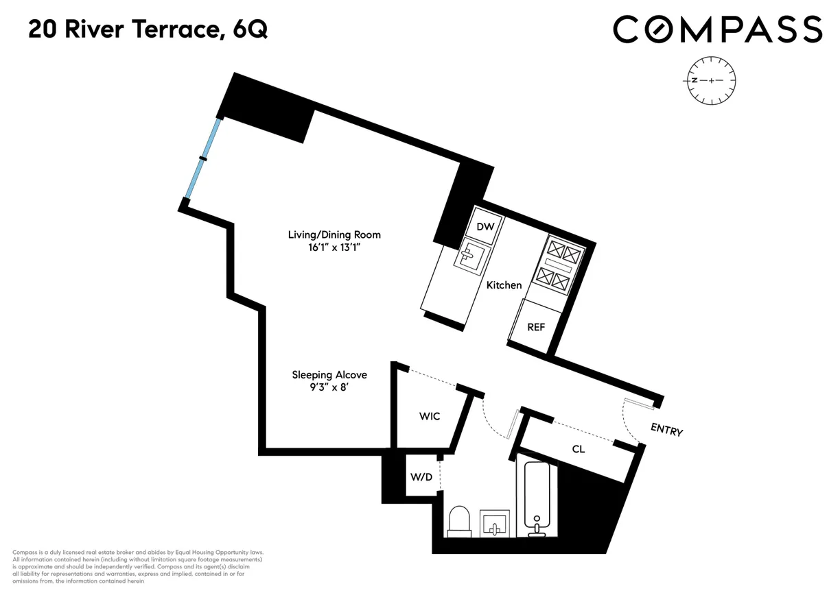 New York City Real Estate | View 20 River Terrace, 6Q | Floorplan 1