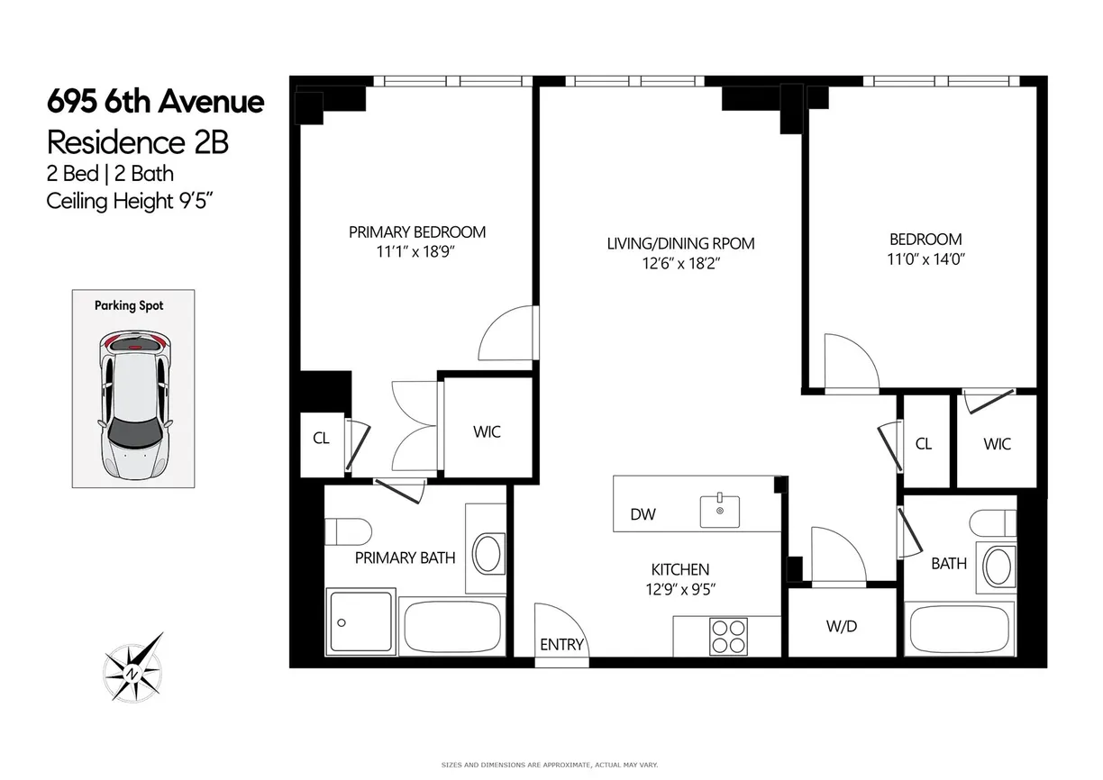 New York City Real Estate | View 695 6th Avenue, 2B | Floorplan