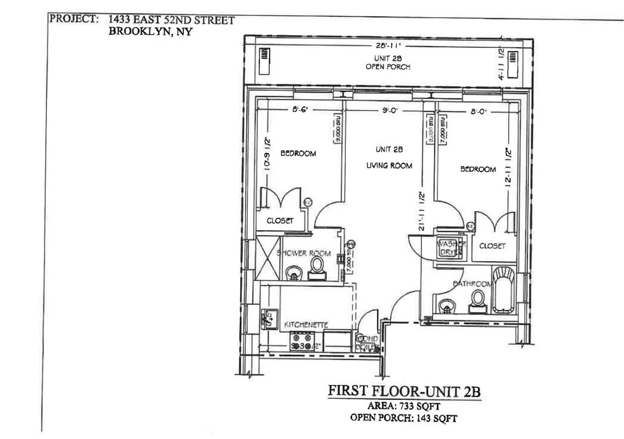 New York City Real Estate | View 1433 E 52nd Street, 2B | Floorplan