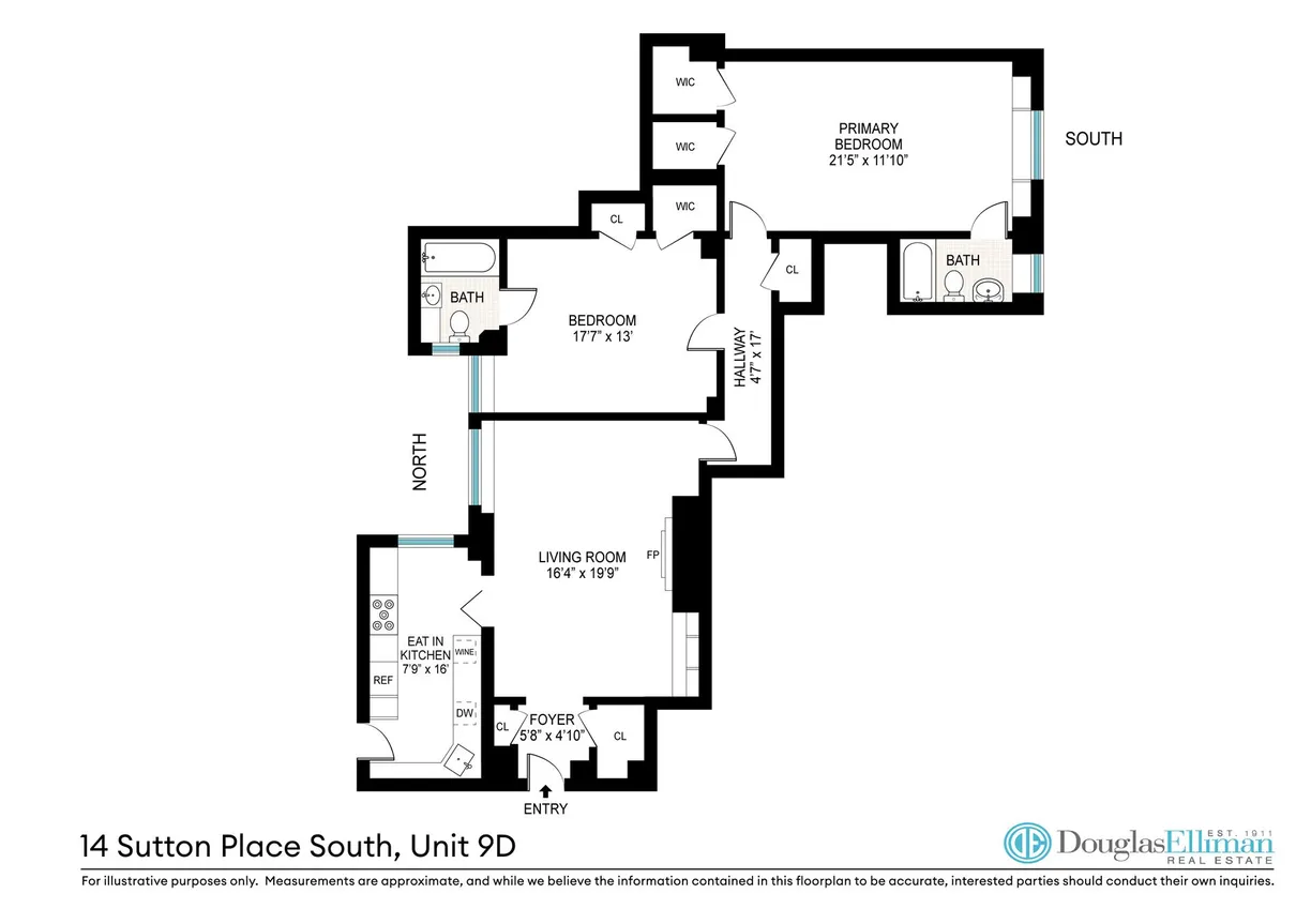 New York City Real Estate | View 14 Sutton Place S, 9D | Floorplan 2