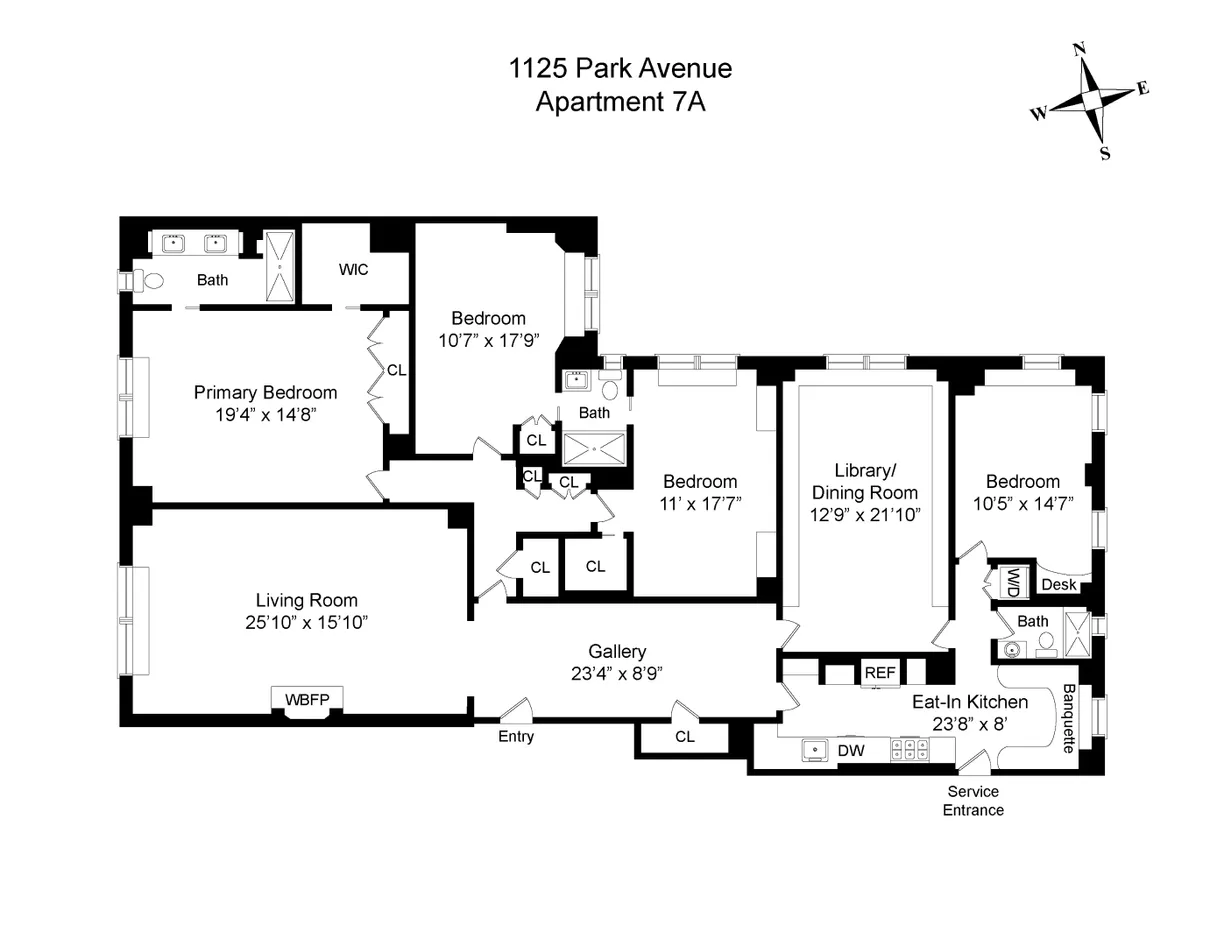 New York City Real Estate | View 1125 Park Avenue, 7A | Floorplan