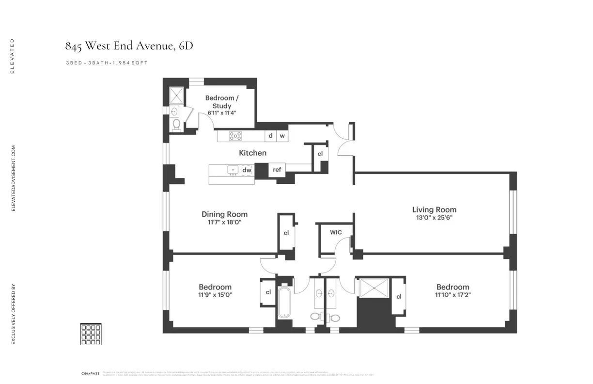 New York City Real Estate | View 845 W End Avenue, 6D | Floorplan