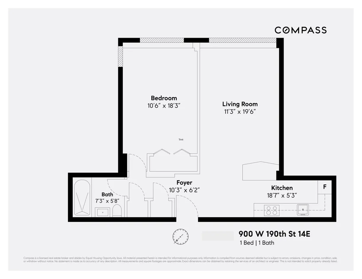 New York City Real Estate | View 900 W 190th Street, 14E | Floorplan