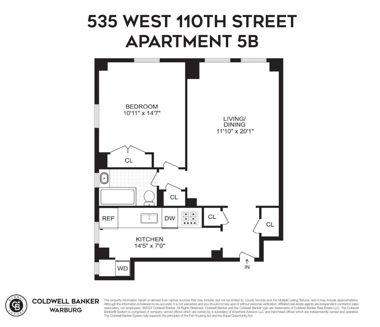 New York City Real Estate | View 535 W 110th Street, 5B | Floorplan