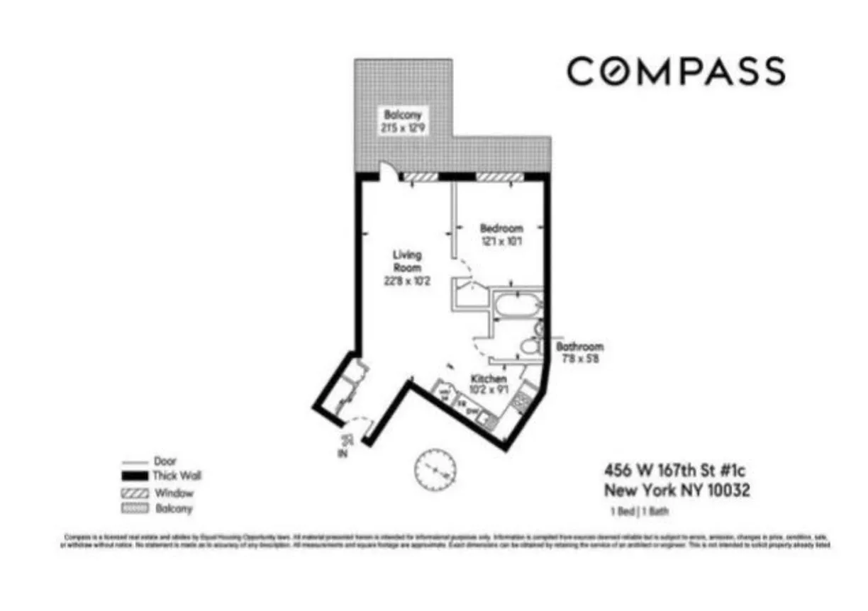 New York City Real Estate | View 456 W 167th Street, 1C | Floorplan