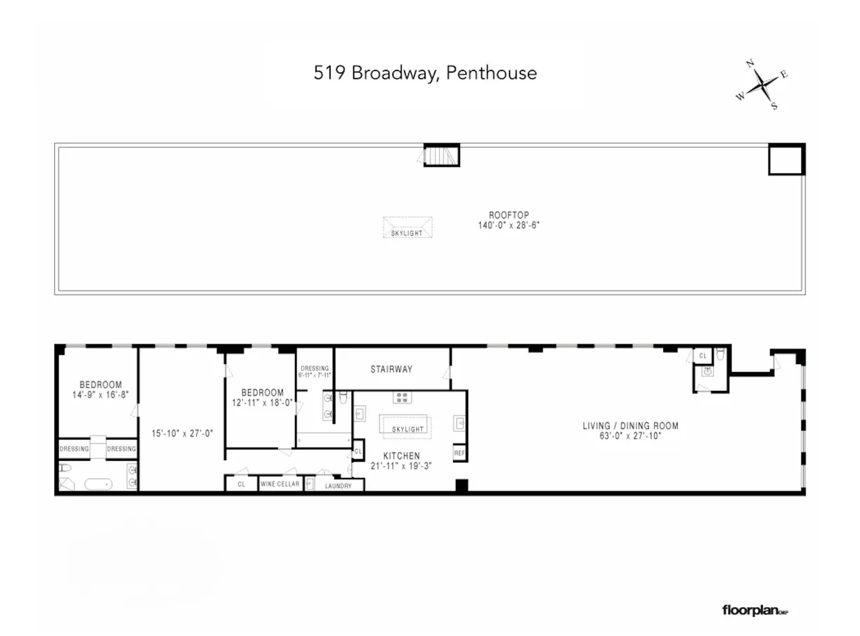 New York City Real Estate | View 519 Broadway, PH | Floorplan