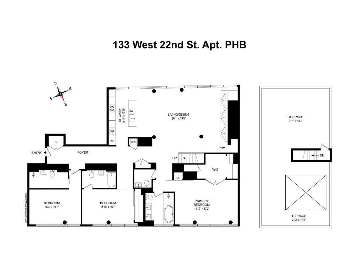 New York City Real Estate | View 133 W 22nd Street, PHB | Floorplan