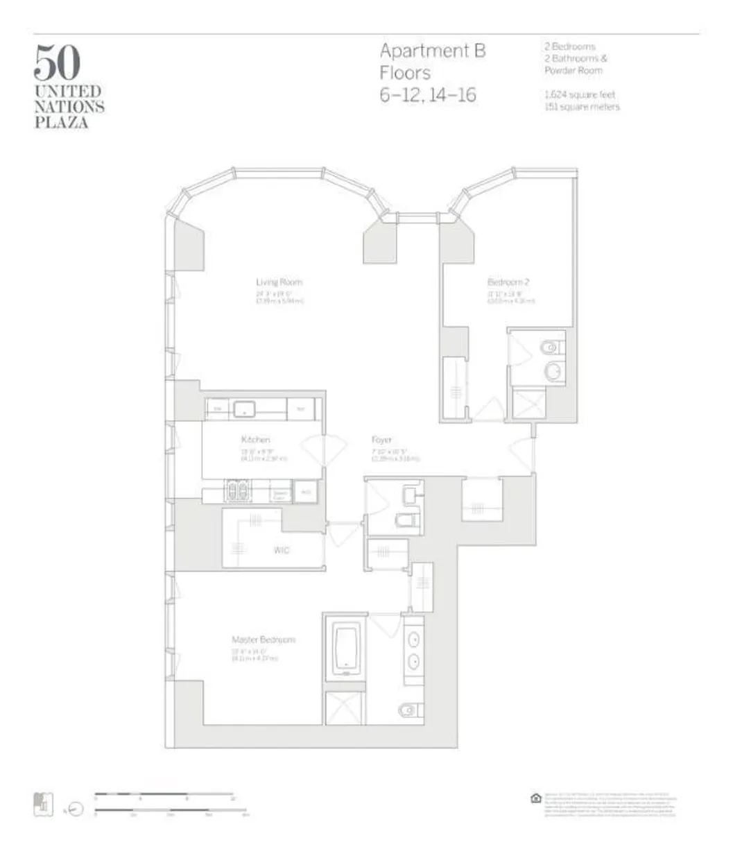 New York City Real Estate | View 50 United Nations Plaza, 5B | Floorplan 2