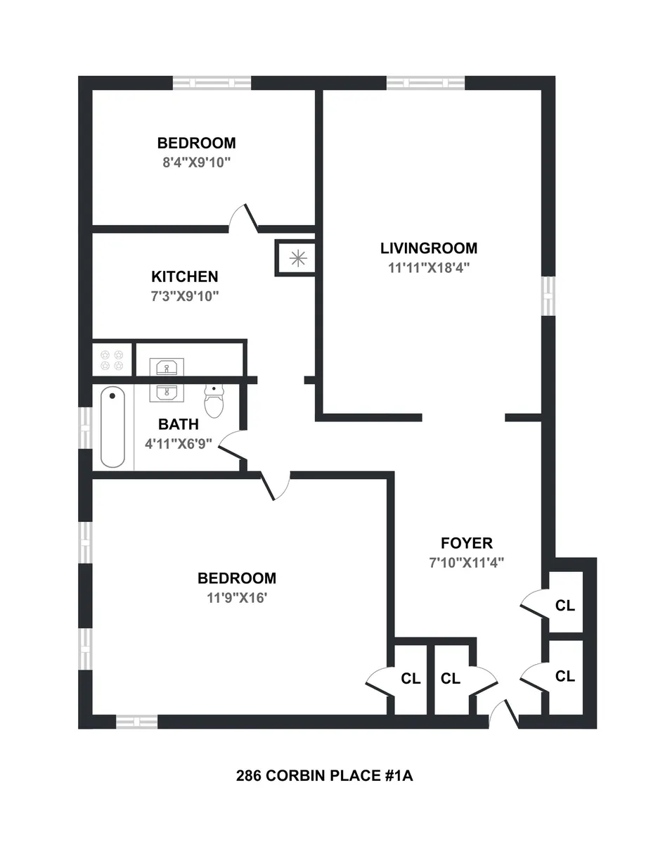 New York City Real Estate | View 286 Corbin Place, 2A | Floorplan