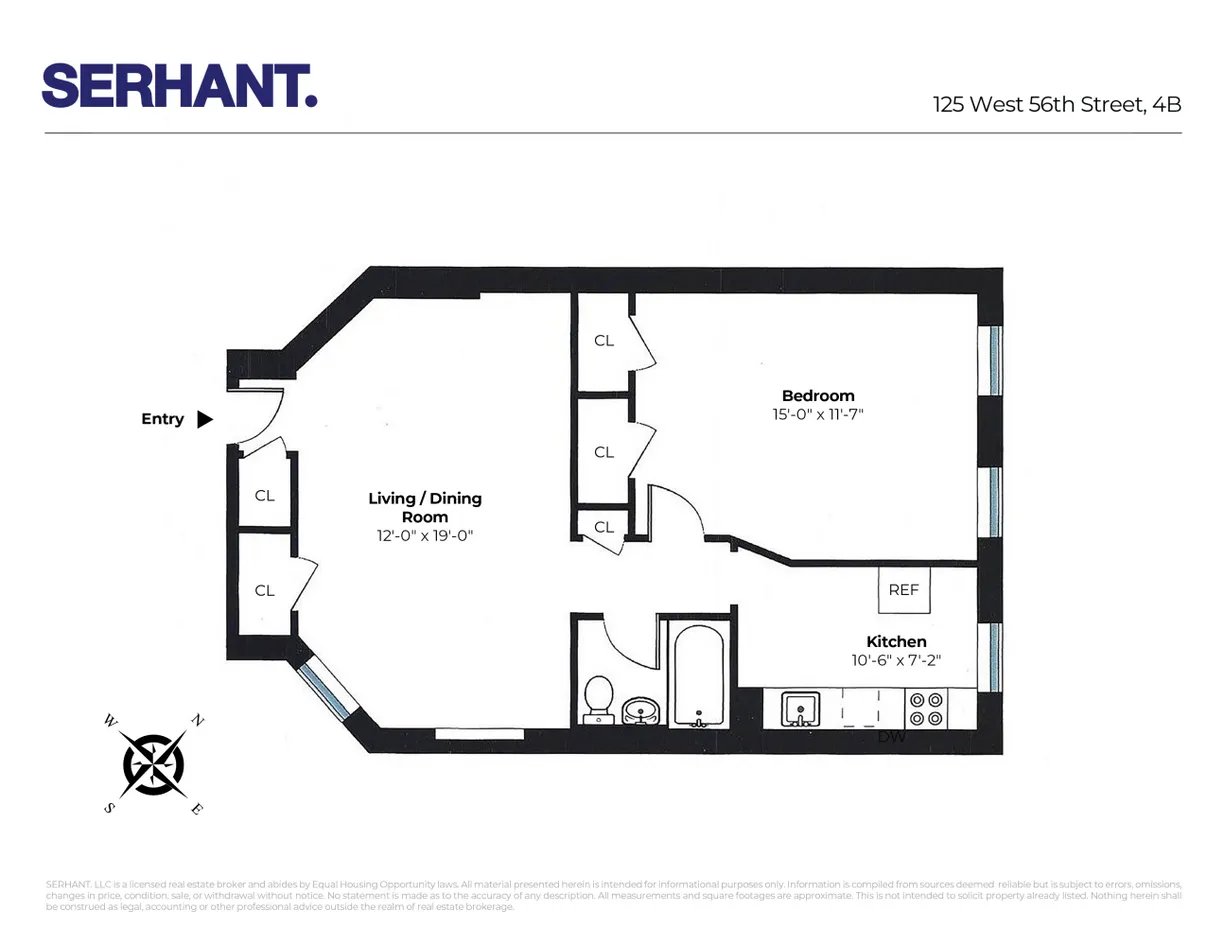 New York City Real Estate | View 125 W 56th Street, 4B | Floorplan