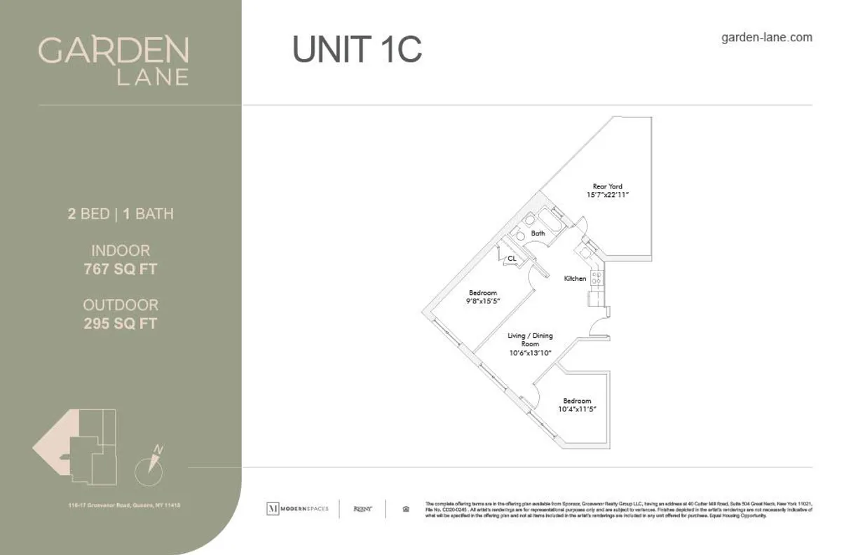 New York City Real Estate | View 116-17 Grosvenor Lane, 1C | Floorplan