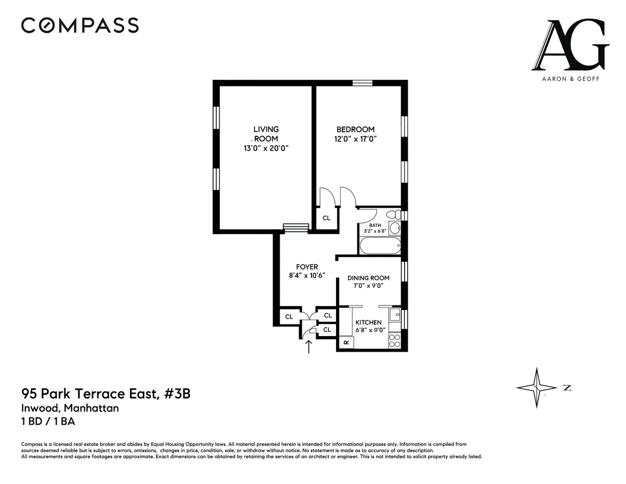 New York City Real Estate | View 95 Park Terrace E, 3B | Floorplan