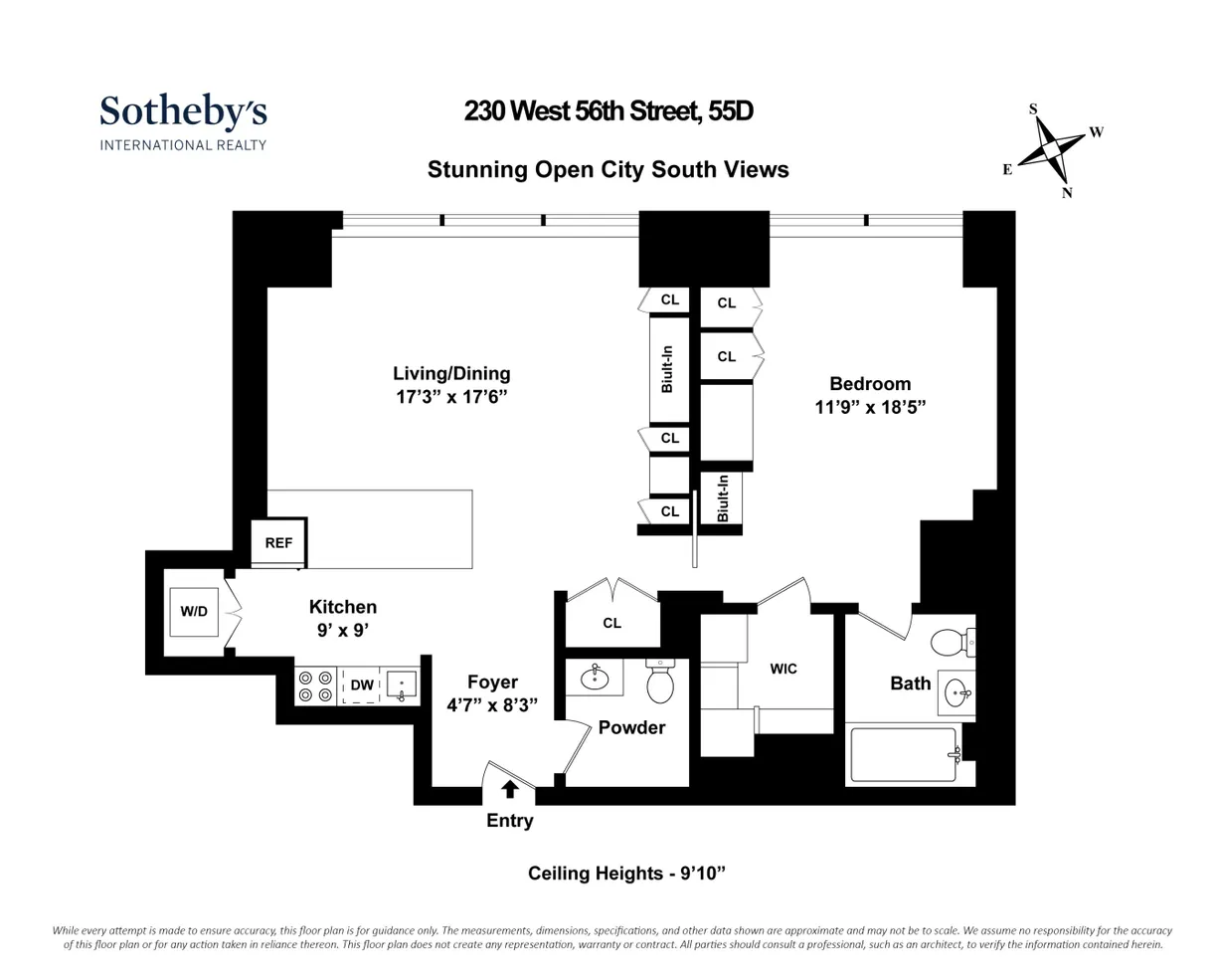 New York City Real Estate | View 230 W 56th Street, 55D | Floorplan