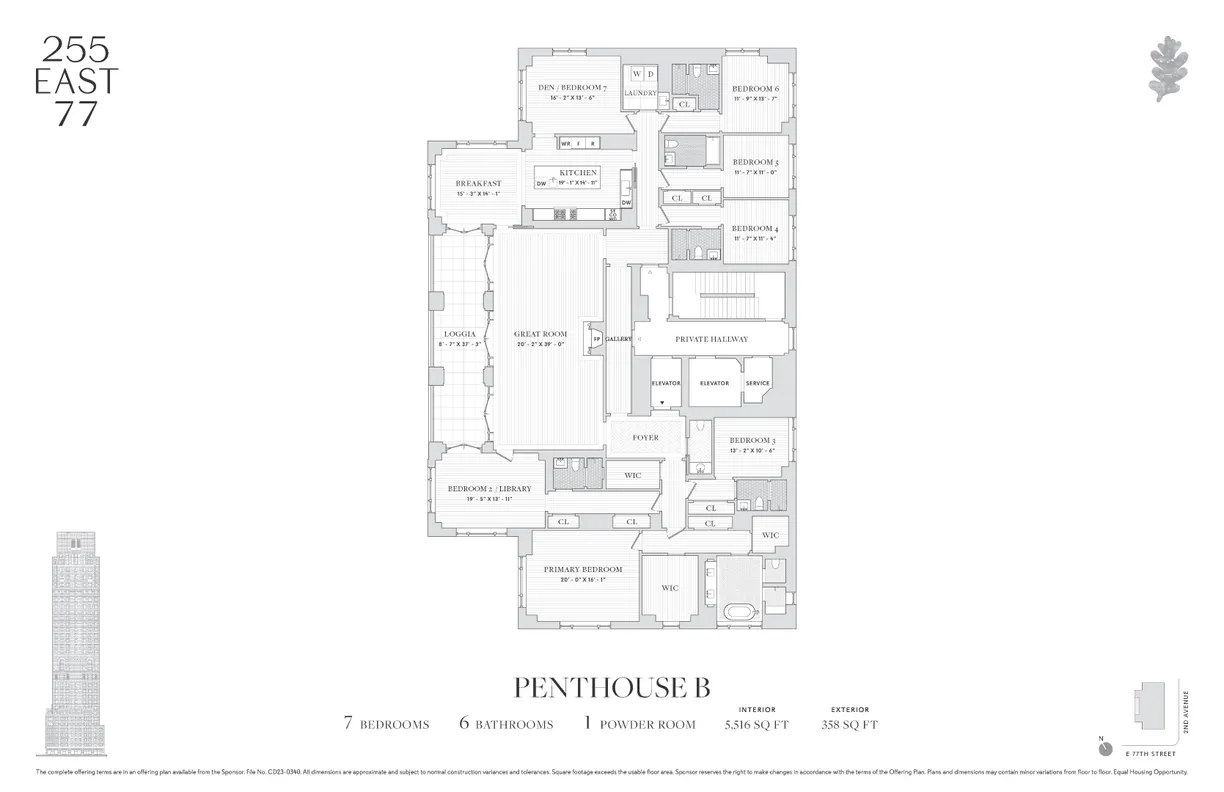 New York City Real Estate | View 255 E 77th Street, PHB | Floorplan