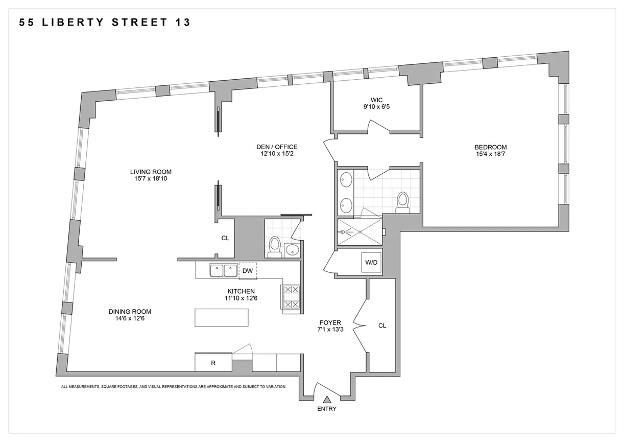 New York City Real Estate | View 55 Liberty Street, 13C | Floorplan