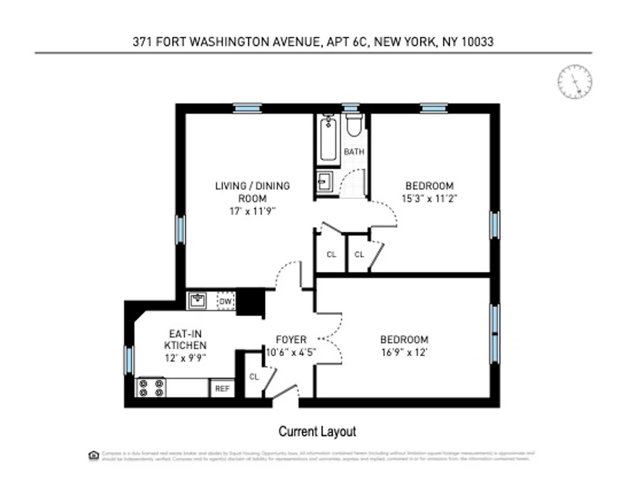 New York City Real Estate | View 371 Fort Washington Avenue, 6C | Floorplan 1