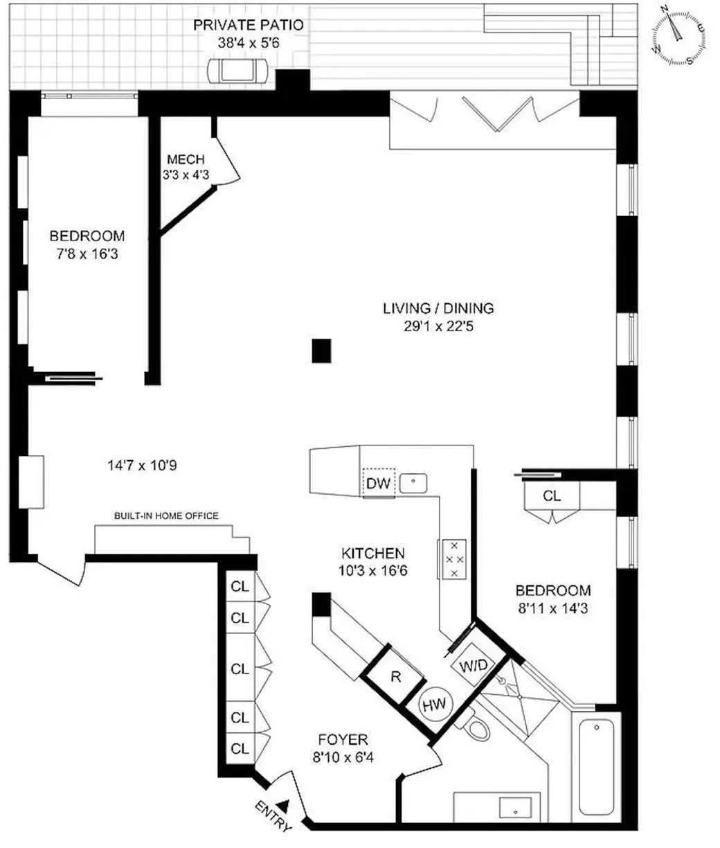 New York City Real Estate | View 449 12th Street, 1R | Floorplan