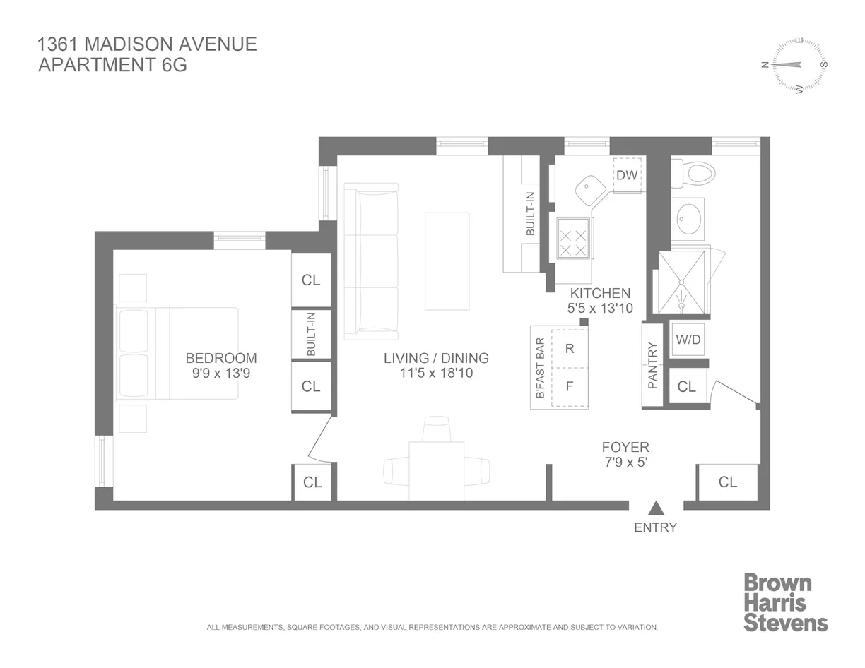 New York City Real Estate | View 1361 Madison Avenue, 6G | Floorplan