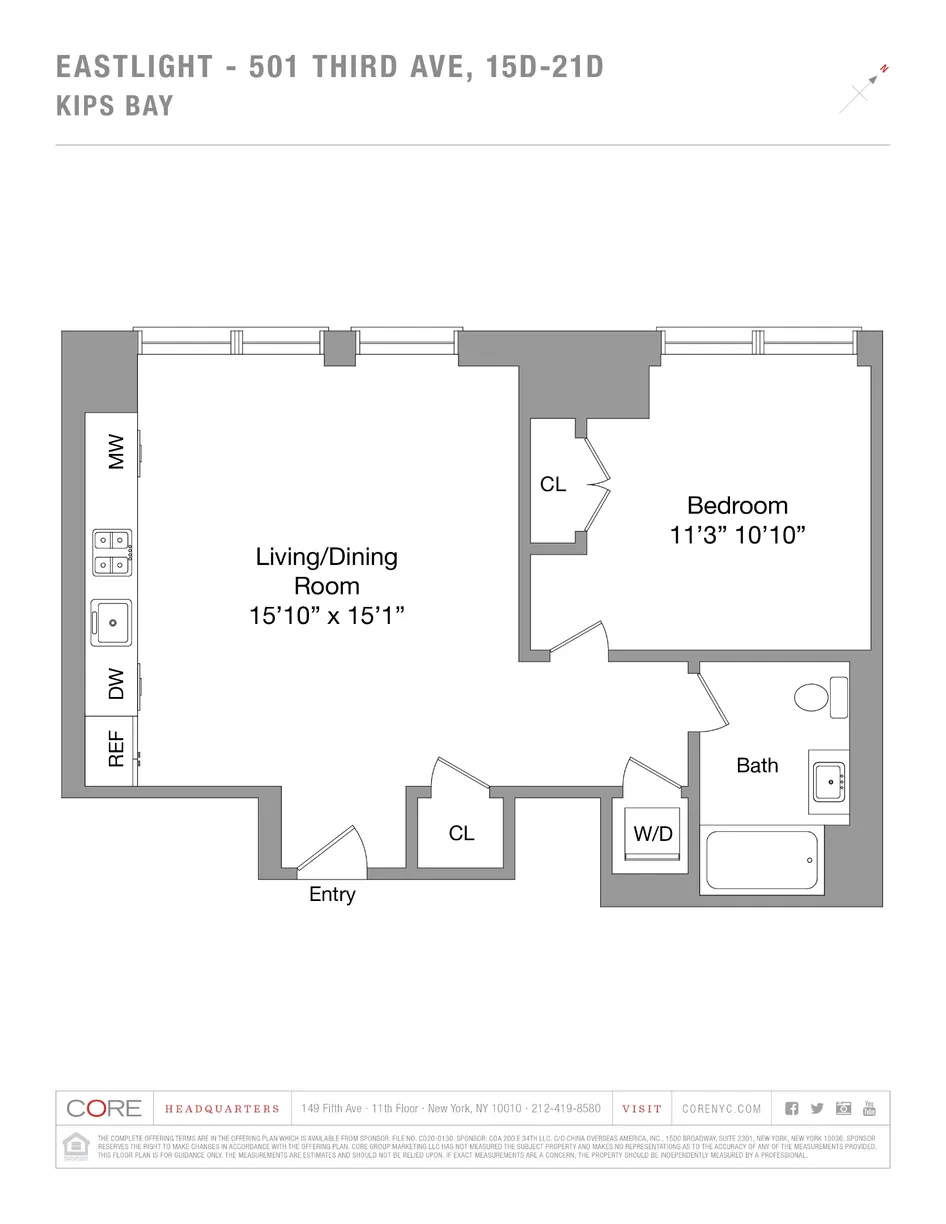New York City Real Estate | View 501 3rd Avenue, 18D | Floorplan