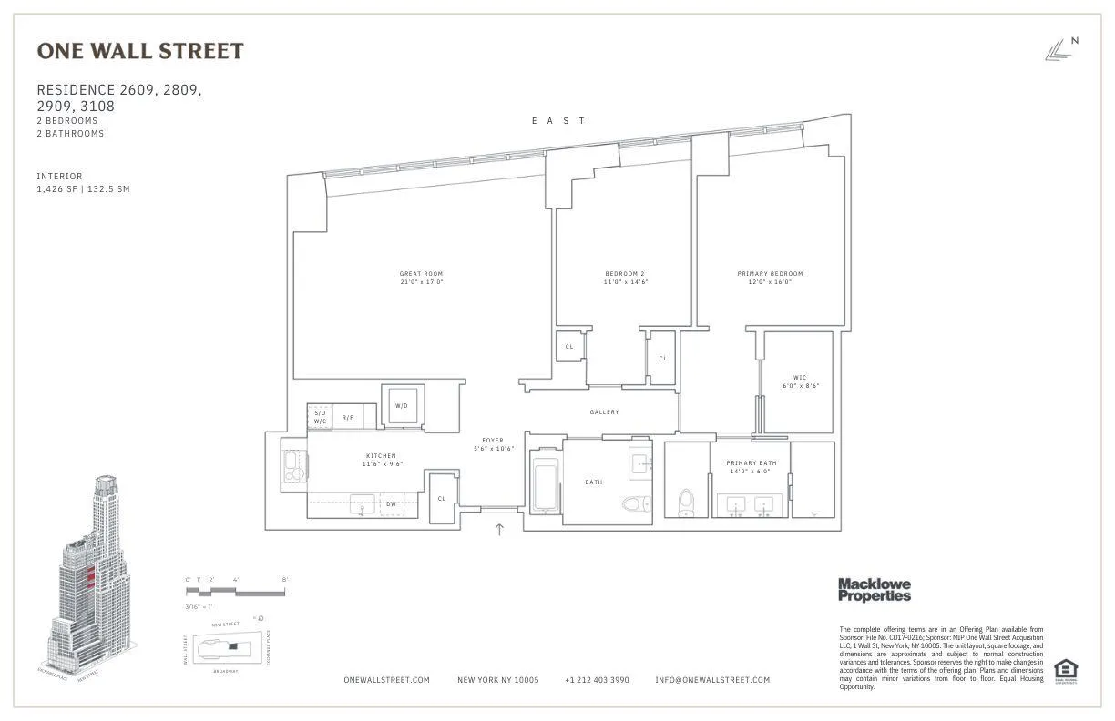New York City Real Estate | View 1 Wall Street, 2609 | Floorplan